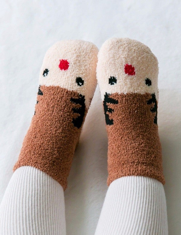 Toddlers Fuzzy Fun reindeer socks
