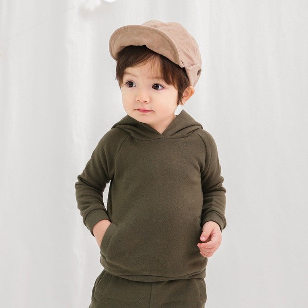 Toddle 2 piece olive cotton hoodie and pant set