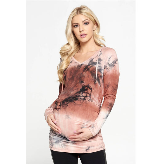 Women's taupe long sleeve maternity & post natal hoodie