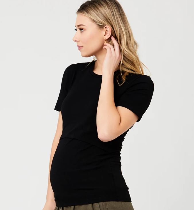 Women's Ripe maternity organic maternity & nursing T-shirt - in Black or light grey