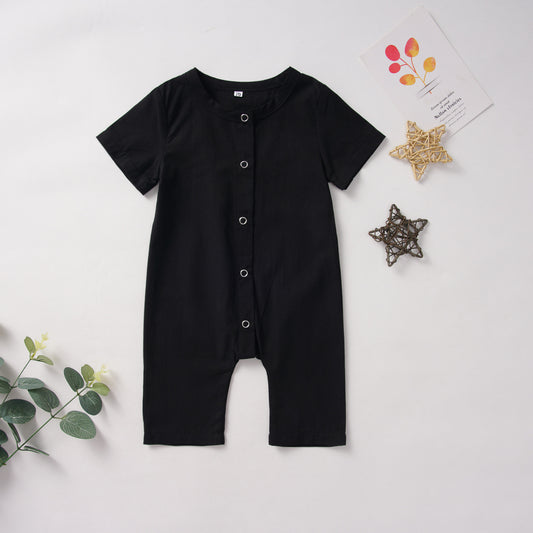 Unisex short Sleeve cotton baby Romper - Black