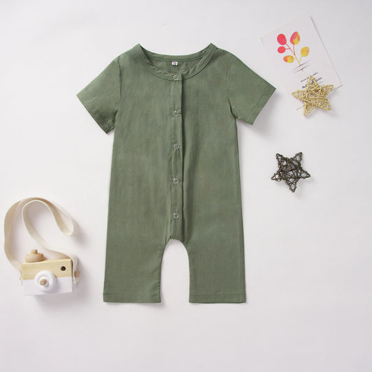 Unisex short Sleeve cotton baby Romper - Army Green