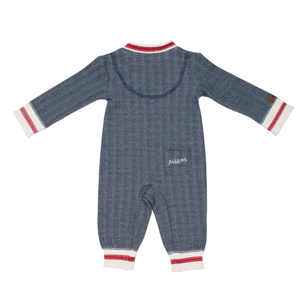 Baby's cotton cottage playsuit in lake blue size 12-18 months