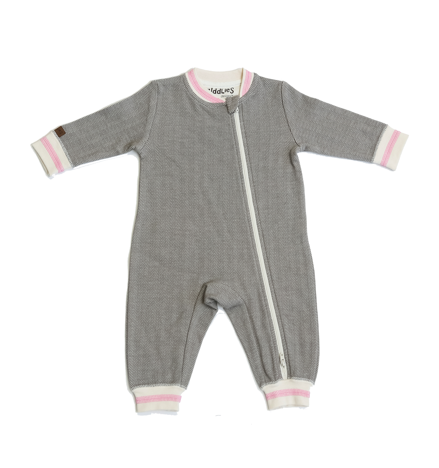 Baby's cotton cottage playsuit with matching beanie hat in beach beige size 6-12 months