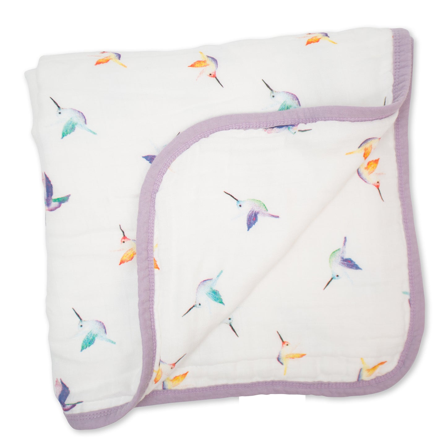 Baby's Hummingbird print Deluxe Muslin Quilt for crib, stroller, playpen and more