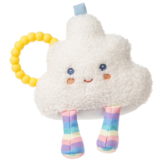 Baby's Teether Rattle in Rainbow Puffy Cloud - 6"
