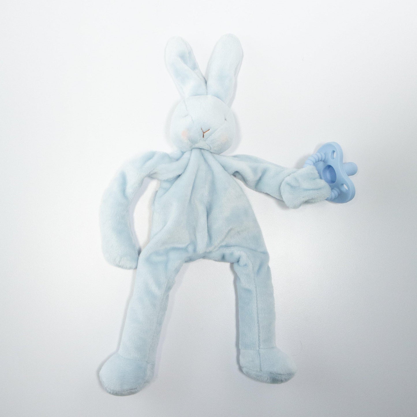 Babies' Blue soft and cuddly bud silly buddy bunny plush toy & pacifier holder - Bunnies by the Bay
