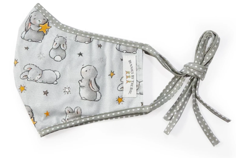 Light grey or Light Pink Bunnies by the bay adjustable face mask with bunnies print - Adult and child size