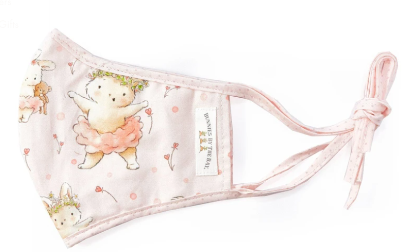 Light grey or Light Pink Bunnies by the bay adjustable face mask with bunnies print - Adult and child size