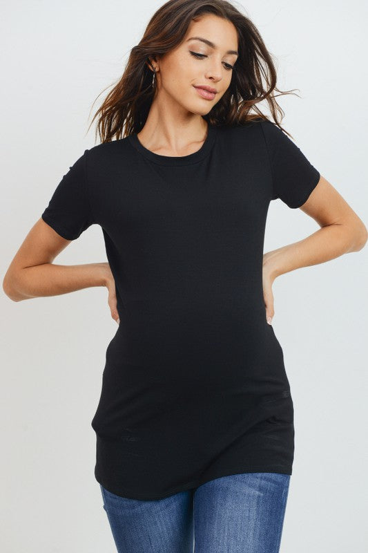 Women's super soft modal maternity & postnatal short sleeve T-shirt in black, sea blue or ivory