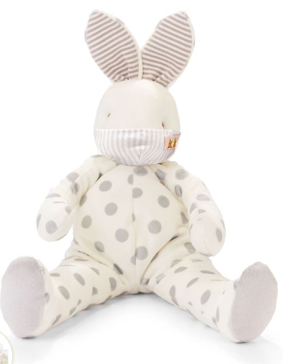 Bunnies by the bay plush white and grey dot bunny with removable face mask - Big Bloom Bunny with face mask