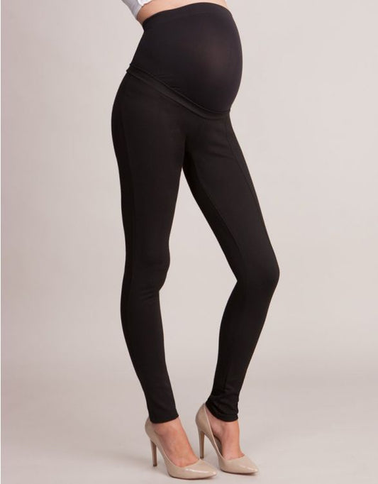 Women's Black Over the Bump 3/4 length stretch cotton Maternity