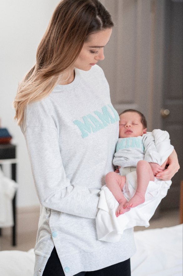 Women's Seraphine heather grey Mama & Mini maternity & nursing & bab –  Joli-Glo Maternity