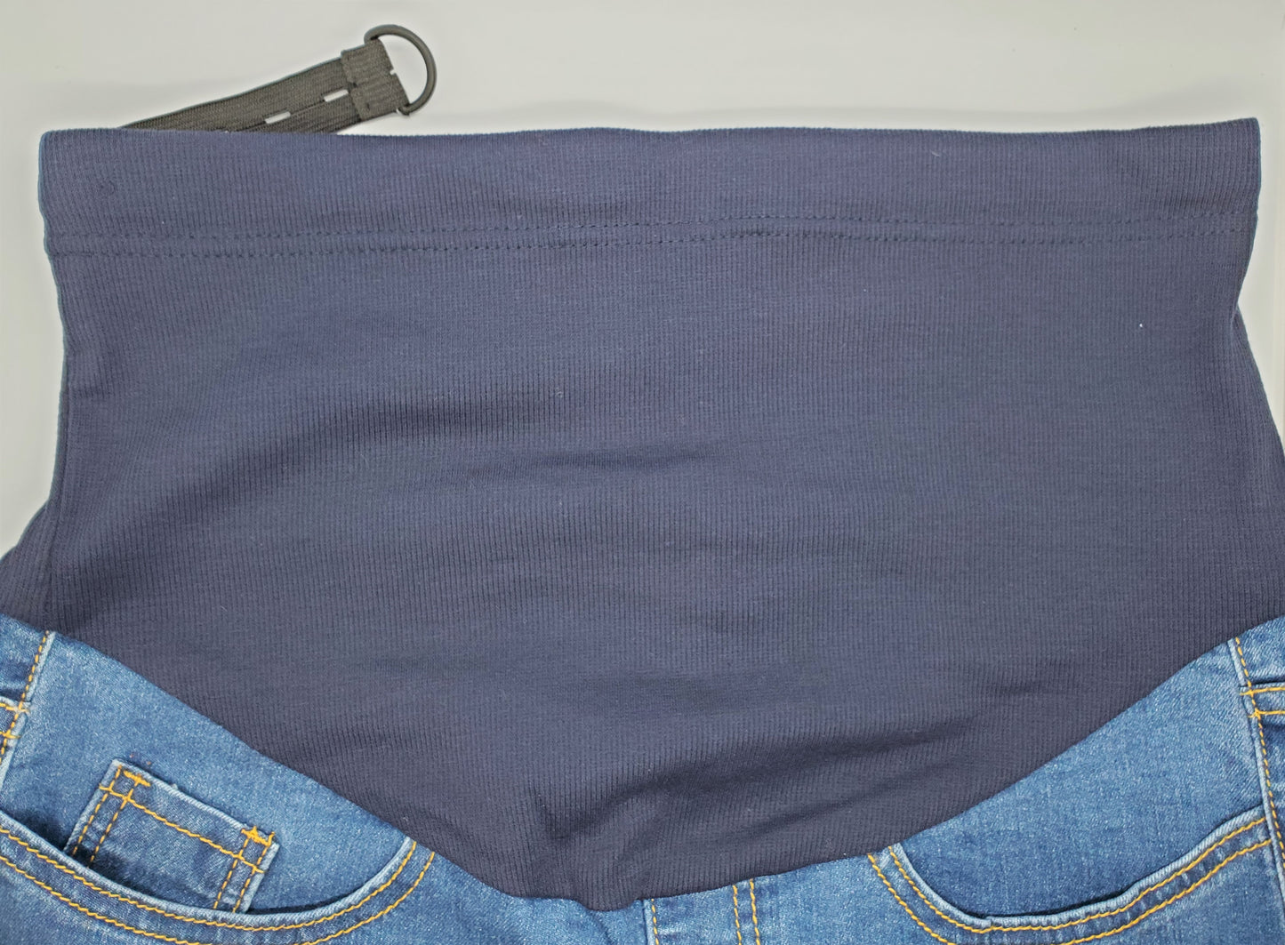 Women's Cuffed Over the bump maternity blue denim shorts