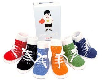 Baby boy Johnny's socks with grip - set of 6  - Size 12-24 Months - Gift box included