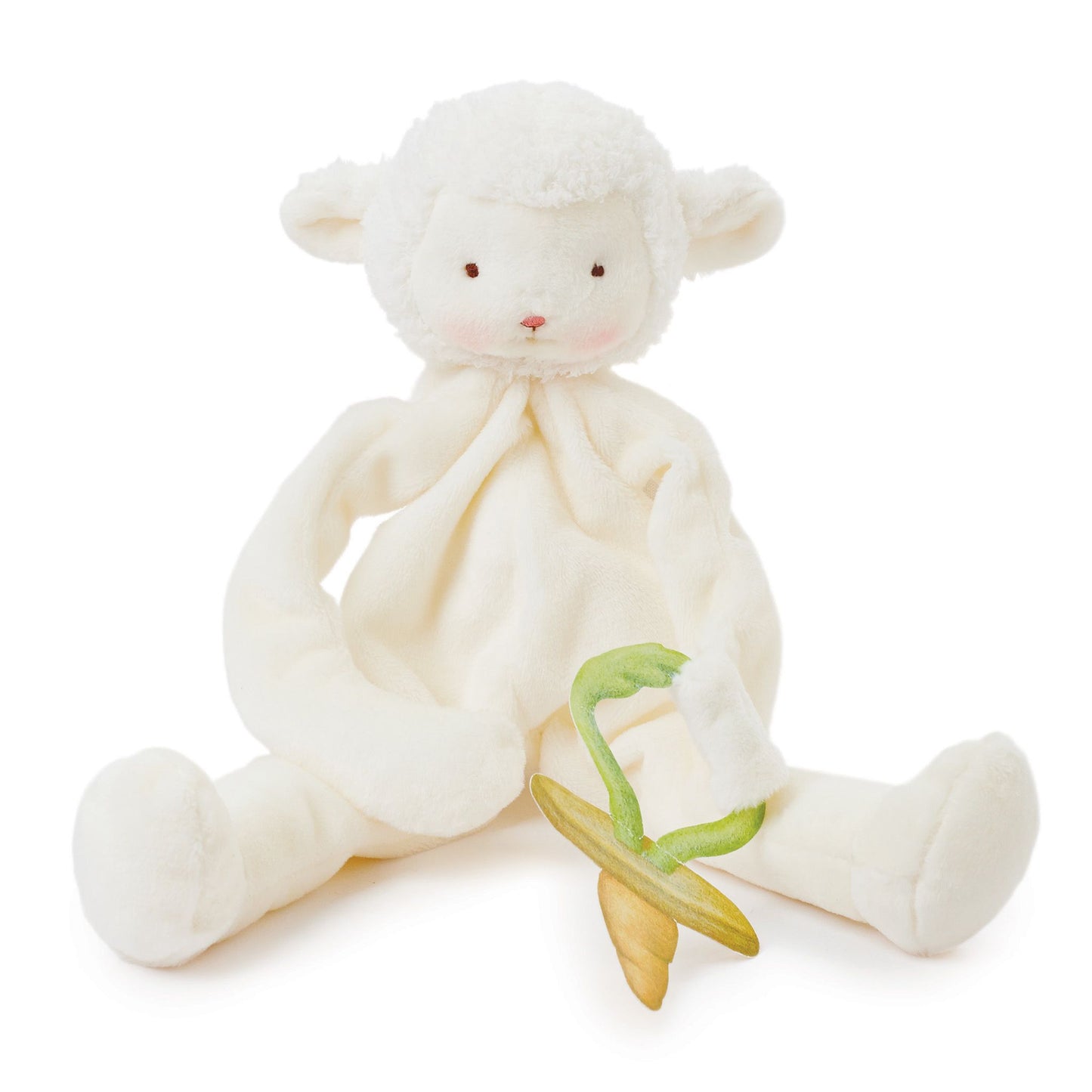 Bunnies by the bay soft and cuddly baby plush toy & pacifier holder - white plush Lamb silly buddy