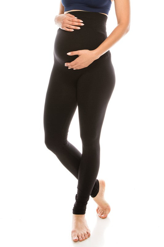 Women's Black nylon Basic maternity leggings