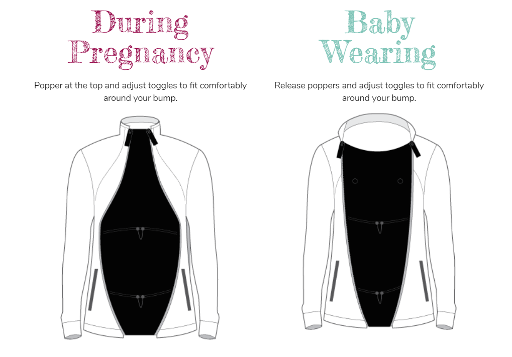 Unisex Black "Zip Us In" Longer length zip jacket extender panel for maternity wear and post natal