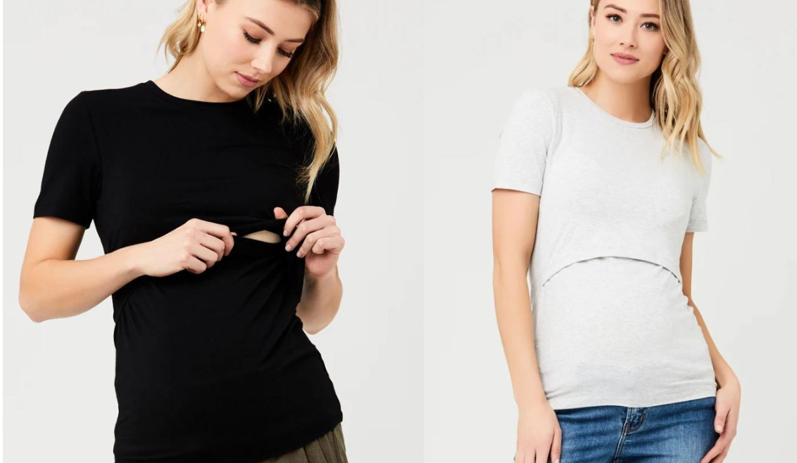 Women's Ripe maternity organic maternity & nursing T-shirt - in Black or light grey