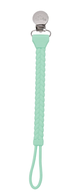 Baby's Itzy Ritzy BPA free silicone pacifier strap with metal clip - in Navy blue, Mint green, Blush pink or rose pink