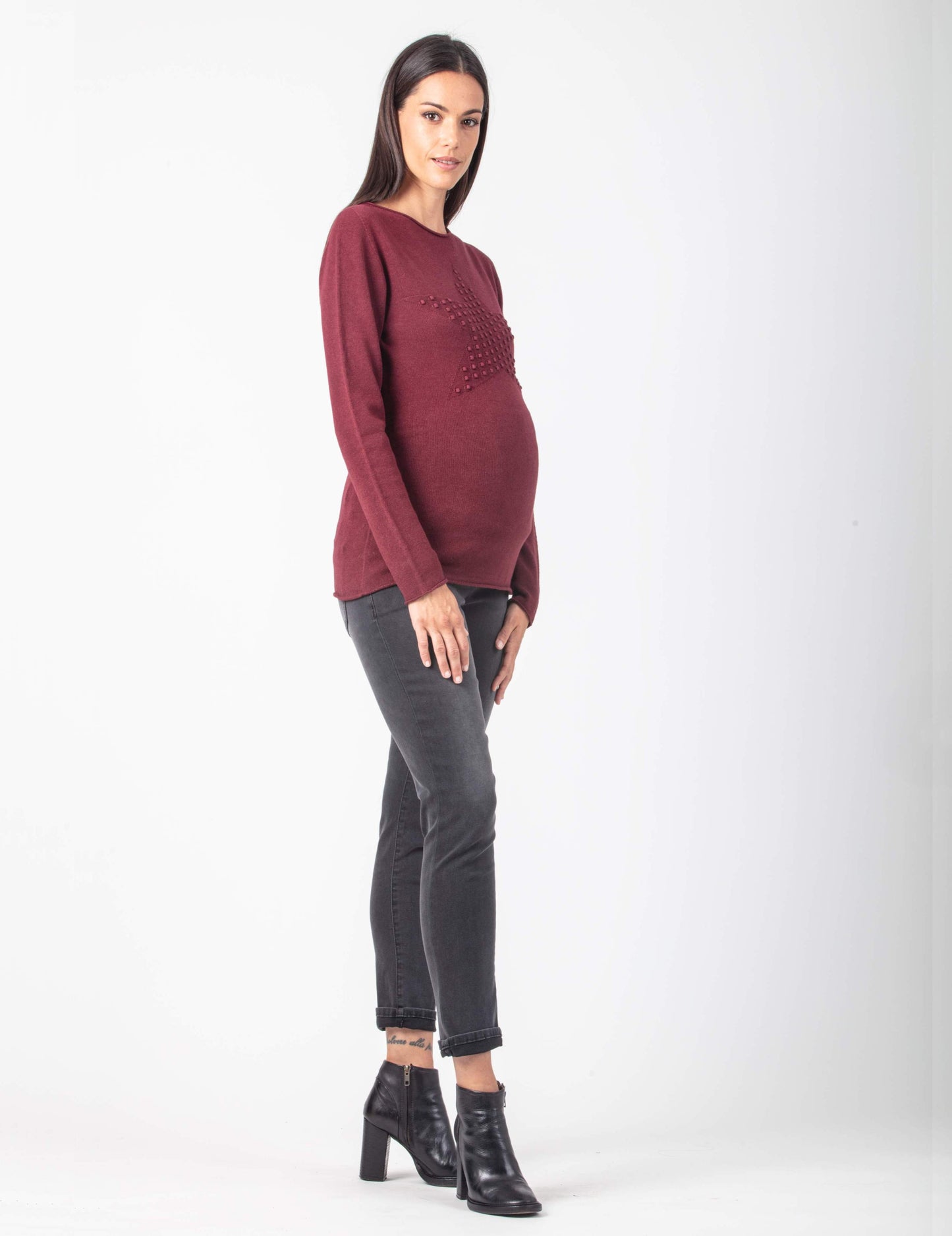 Women's Bordo maternity Long sleeve Cashmere Star detail sweater
