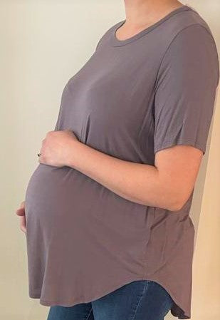 Women's Plus size super soft Maternity & Post Natal High-Low Smoked Grey T-shirt