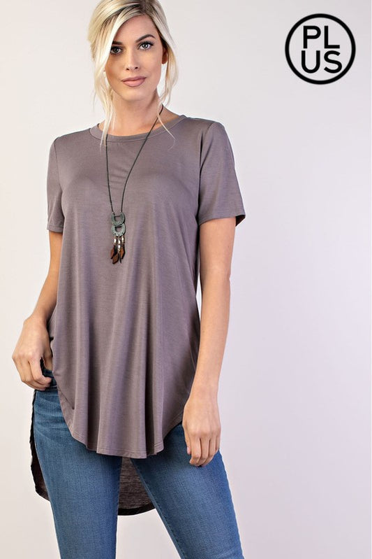 Women's Plus size super soft Maternity & Post Natal High-Low Smoked Grey T-shirt